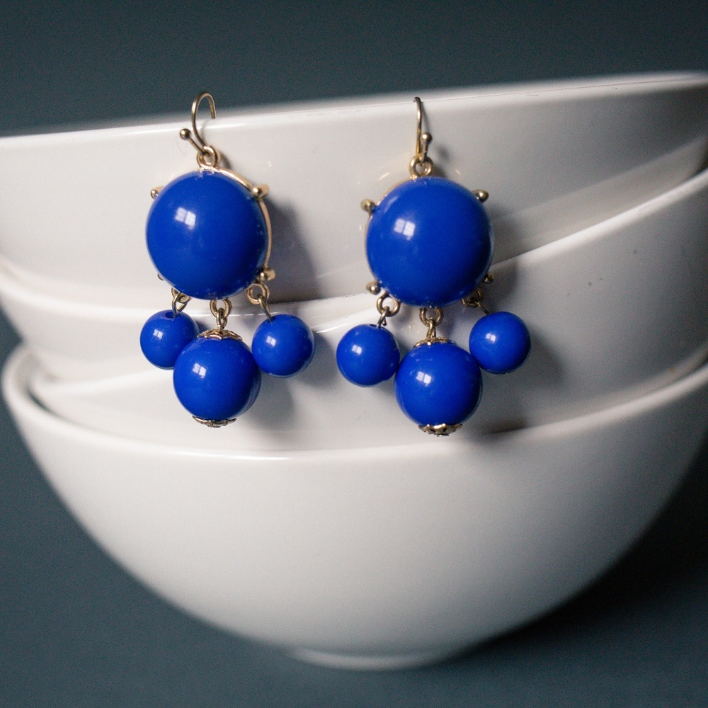Blue bubble drop earrings